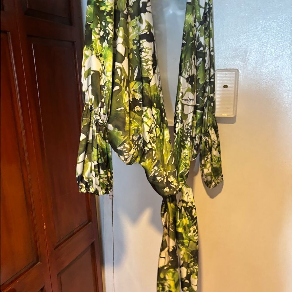 Carolina estefan dress suit blouse wrap shirt floral top wrap shawl long sleeve
